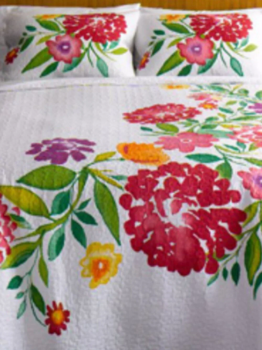 Retro 100% Cotton Floral Quilt Full/Queen w/Pillow Cases